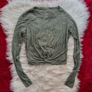 Aerie Sage Twist Front Long Sleeve Tee